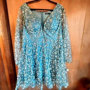 Pretty Blue Floral Dress Shein Curve 3xl